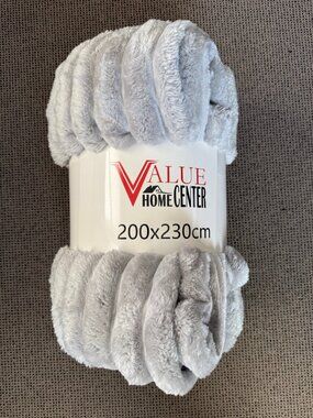 Super soft plush corduroy blanket in Gray queen size